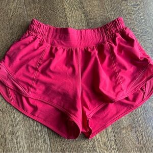 Lululemon Hotty Hot LR shorts in red, size 4
